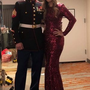 Red Sequins Formal Gown
